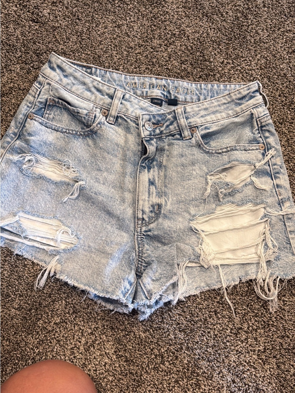 American Eagle Outfitters Faded Light Blue Distressed Denim Shorts